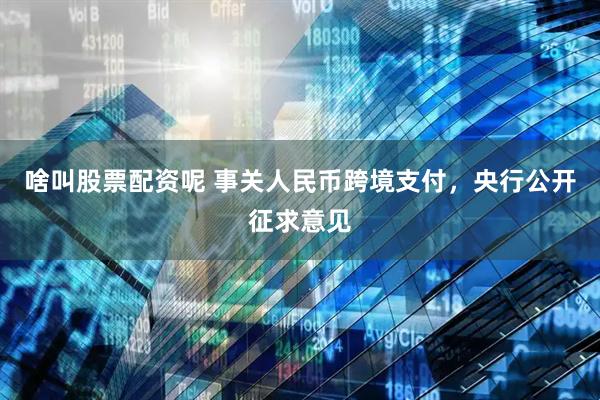 啥叫股票配资呢 事关人民币跨境支付，央行公开征求意见